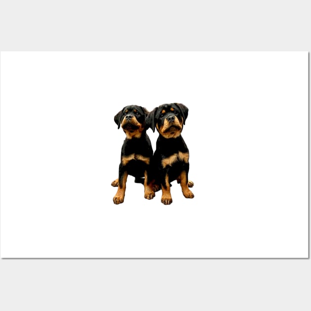 Rottweiler Cute Puppy Dogs Wall Art by ElegantCat